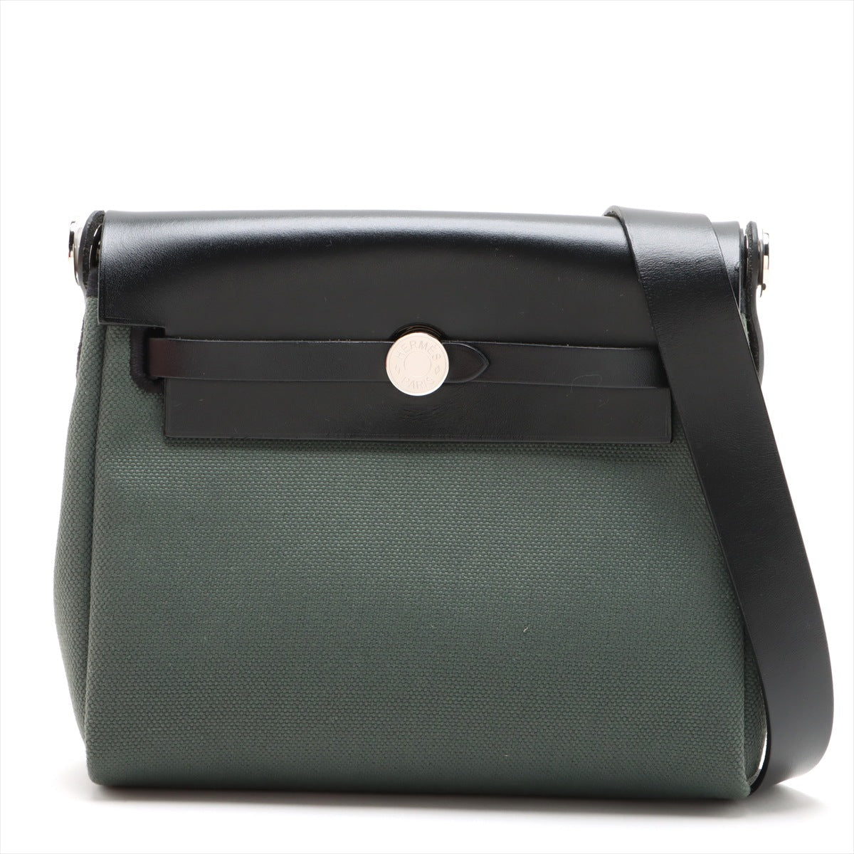 Second hand Hermes Herbag Mini Vache Hunter Leather Crossbody Green - Tabita Bags