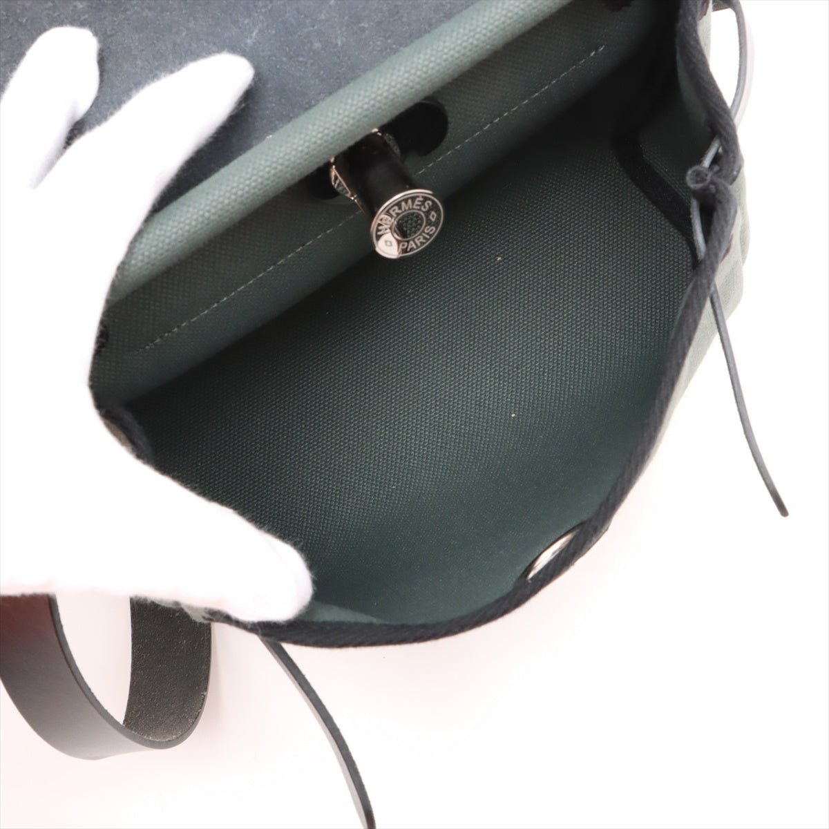 Second hand Hermes Herbag Mini Vache Hunter Leather Crossbody Green - Tabita Bags