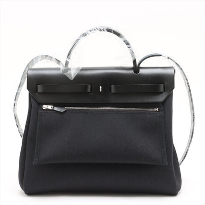 Second hand Hermes Herbag PM Canvas 1 pouch Top-handle Handbag Black - Tabita Bags