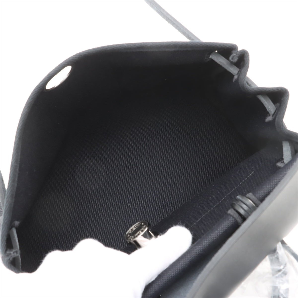 Second hand Hermes Herbag PM Canvas 1 pouch Top-handle Handbag Black - Tabita Bags