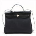Second hand Hermes Herbag PM Canvas 1 pouch Top-handle Handbag Black - Tabita Bags