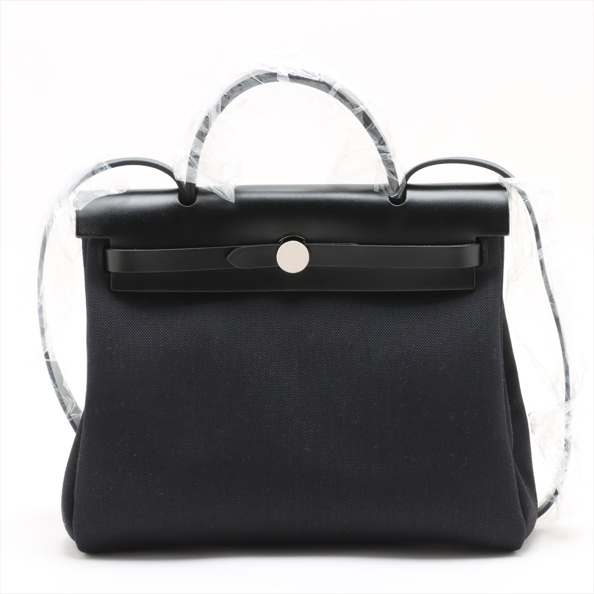 Second hand Hermes Herbag PM Canvas 1 pouch Top-handle Handbag Black - Tabita Bags