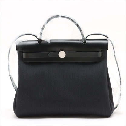 Second hand Hermes Herbag PM Canvas 1 pouch Top-handle Handbag Black - Tabita Bags
