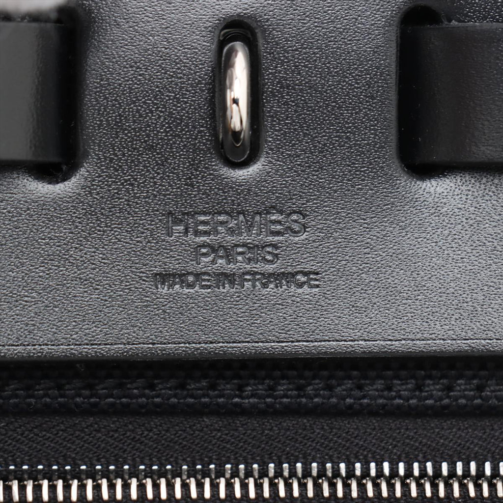 Second hand Hermes Herbag PM Canvas 1 pouch Top-handle Handbag Black - Tabita Bags