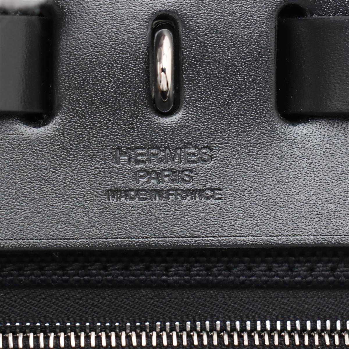 Second hand Hermes Herbag PM Canvas 1 pouch Top-handle Handbag Black - Tabita Bags