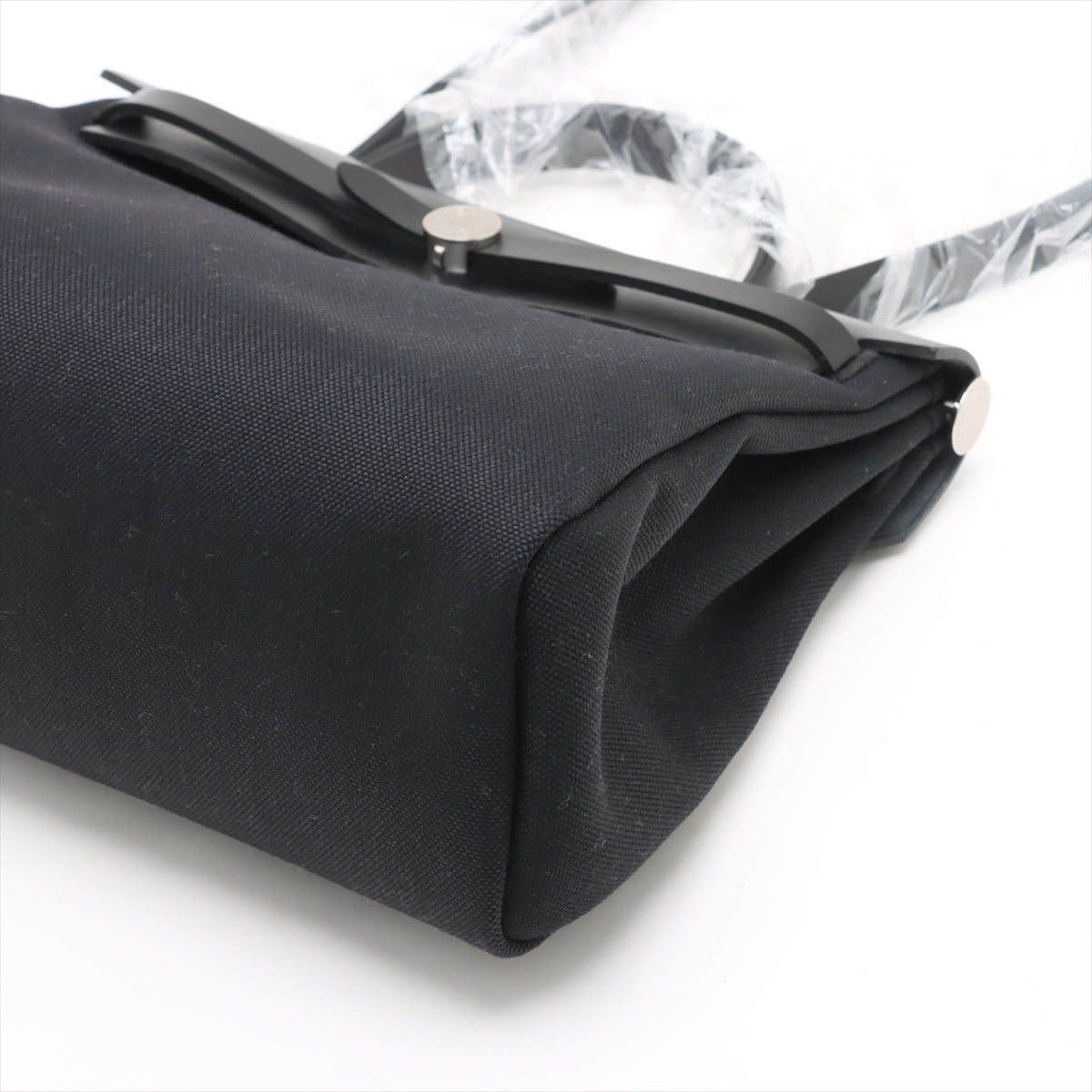 Second hand Hermes Herbag PM Canvas 1 pouch Top-handle Handbag Black - Tabita Bags