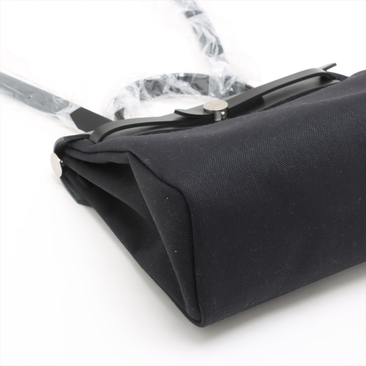 Second hand Hermes Herbag PM Canvas 1 pouch Top-handle Handbag Black - Tabita Bags