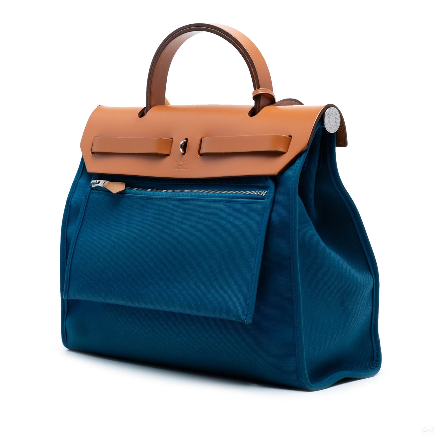 Second hand Hermes Herbag PM Canvas 1 pouch Top - Handle Handbag Blue - Tabita Bags