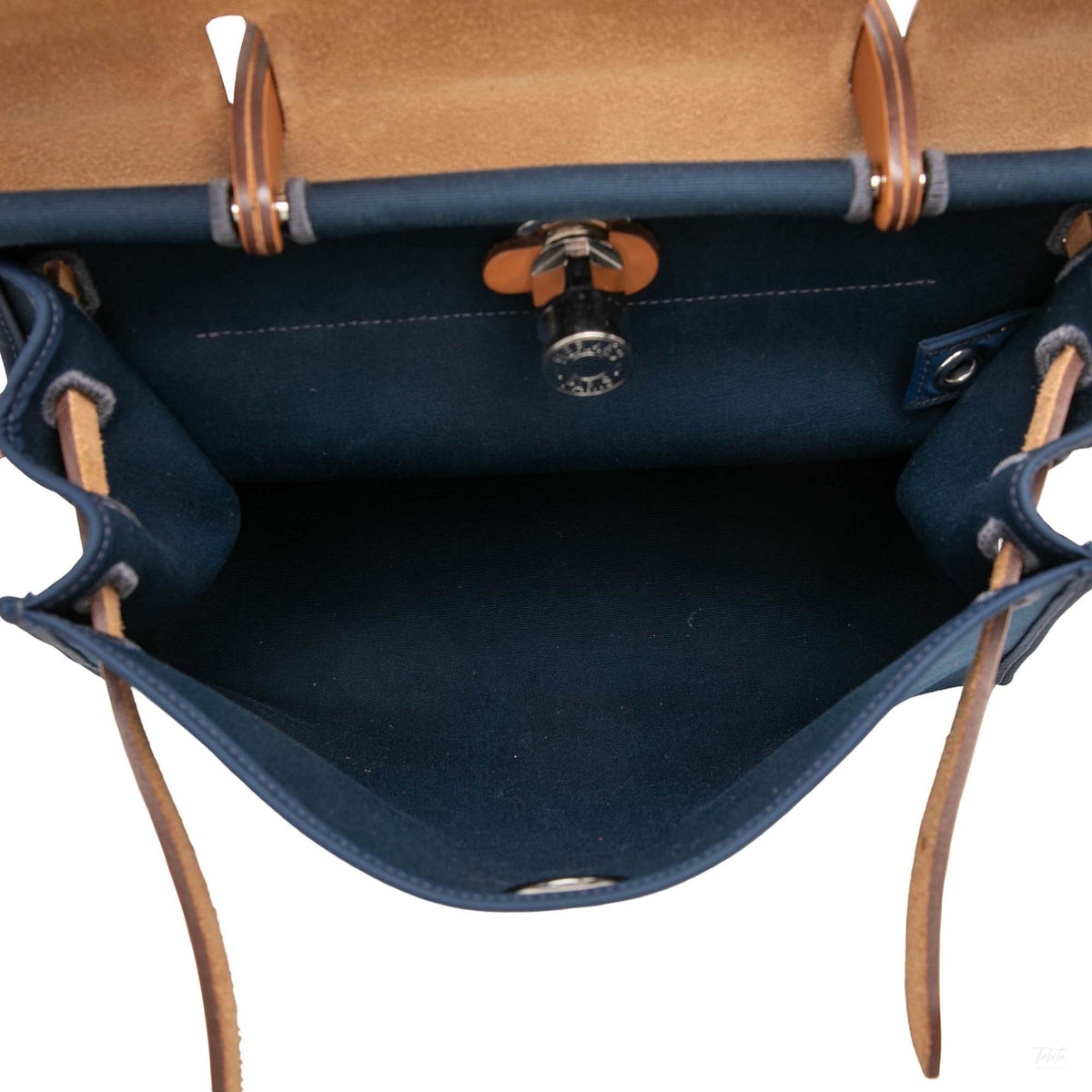 Second hand Hermes Herbag PM Canvas 1 pouch Top-handle Handbag Blue - Tabita Bags