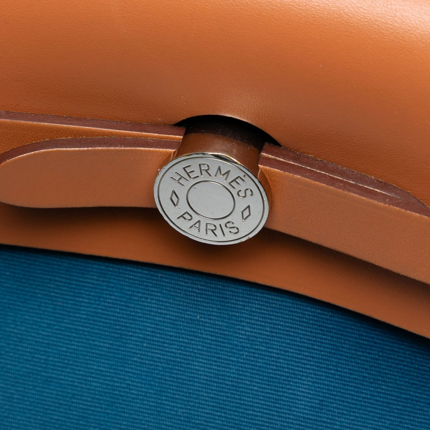 Second hand Hermes Herbag PM Canvas 1 pouch Top - Handle Handbag Blue - Tabita Bags