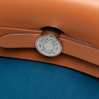 Second hand Hermes Herbag PM Canvas 1 pouch Top - Handle Handbag Blue - Tabita Bags