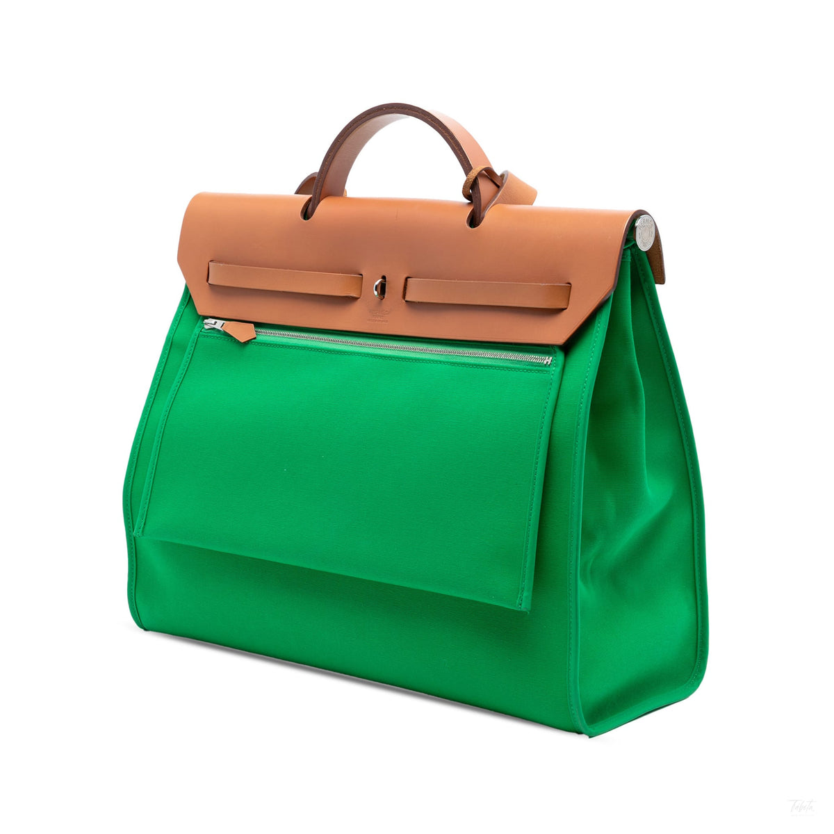 Second hand Hermes Herbag PM Canvas 1 pouch Top - handle Handbag Green - Tabita Bags