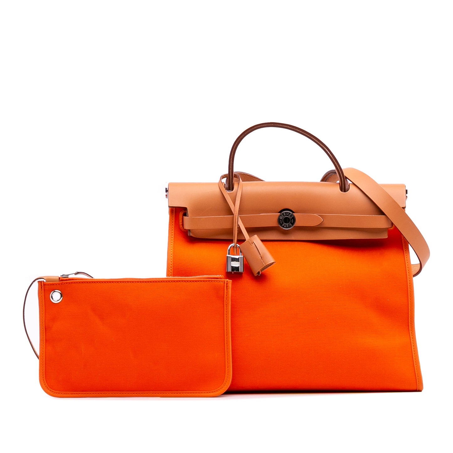 Second hand Hermes Herbag PM Canvas 1 Pouch Top - handle Handbag Orange - Tabita Bags