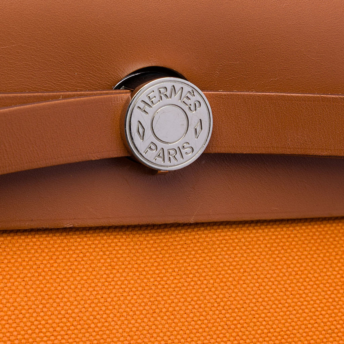 Second hand Hermes Herbag PM Canvas 1 pouch Top-handle Handbag Orange - Tabita Bags