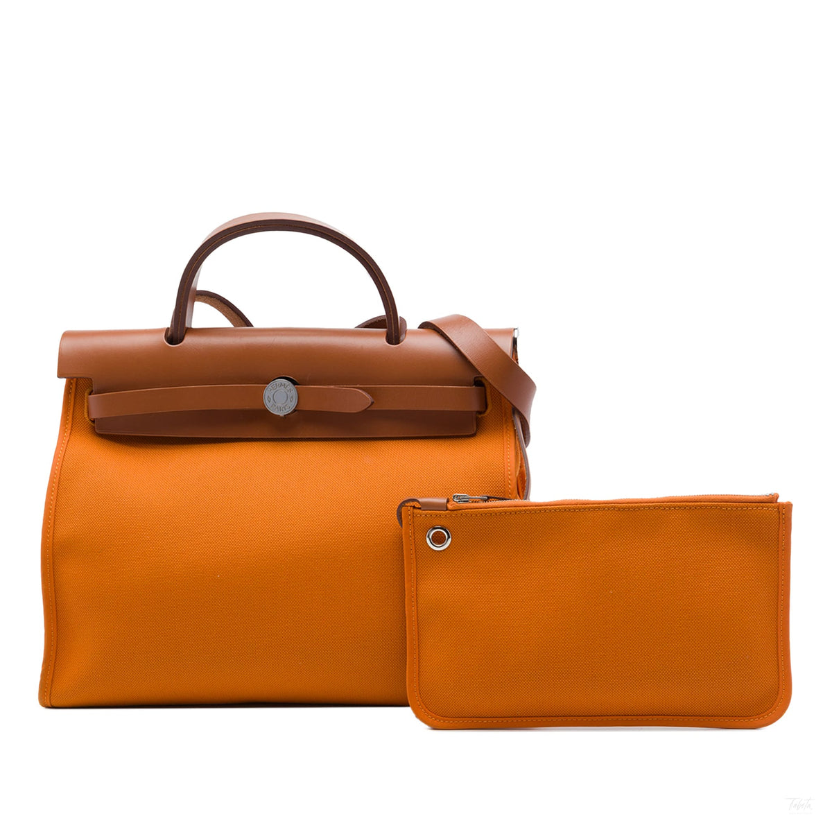 Second hand Hermes Herbag PM Canvas 1 pouch Top-handle Handbag Orange - Tabita Bags