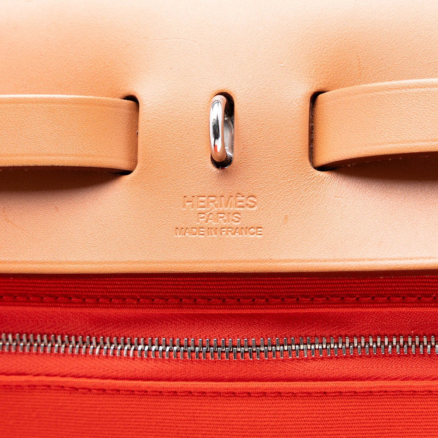 Second hand Hermes Herbag PM Canvas 1 pouch Top - handle Handbag Orange - Tabita Bags