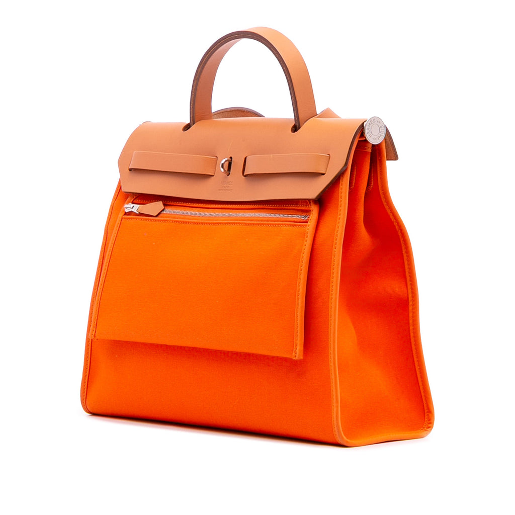 Second hand Hermes Herbag PM Canvas 1 Pouch Top - handle Handbag Orange - Tabita Bags
