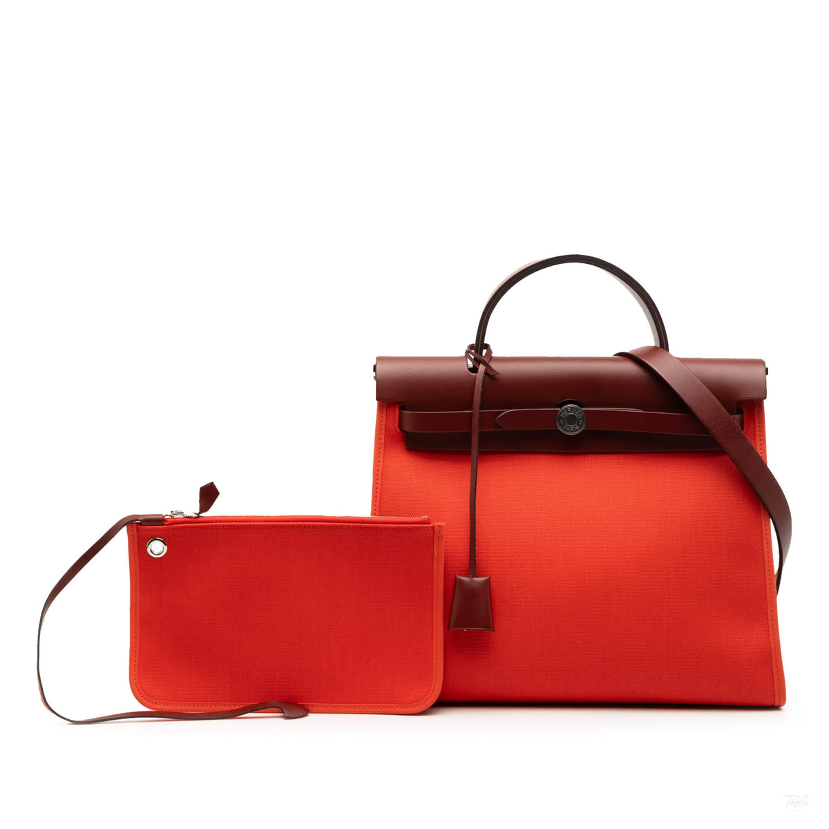 Second hand Hermes Herbag PM Canvas 1 pouch Top - Handle Handbag Orange - Tabita Bags