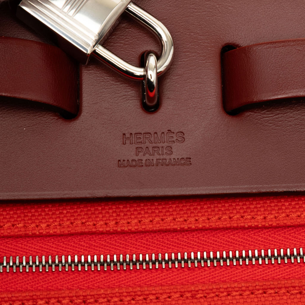 Second hand Hermes Herbag PM Canvas 1 pouch Top - Handle Handbag Orange - Tabita Bags