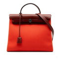 Second hand Hermes Herbag PM Canvas 1 pouch Top - Handle Handbag Orange - Tabita Bags