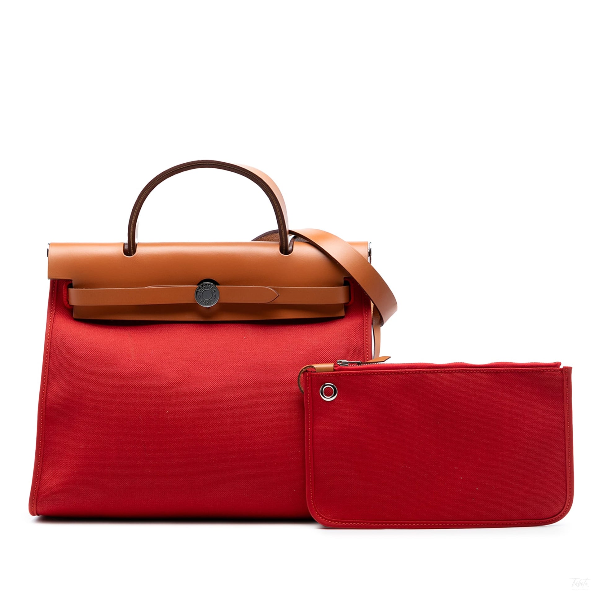 Second hand Hermes Herbag PM Canvas 1 pouch Top - handle Handbag Orange - Tabita Bags