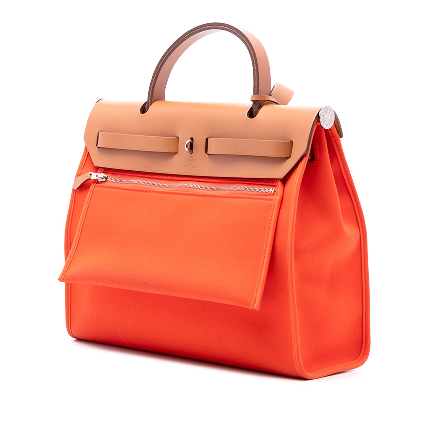 Second hand Hermes Herbag PM Canvas 1 pouch Top - handle Handbag Orange - Tabita Bags