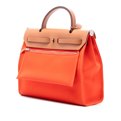 Second hand Hermes Herbag PM Canvas 1 pouch Top - handle Handbag Orange - Tabita Bags