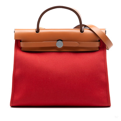Second hand Hermes Herbag PM Canvas 1 pouch Top - handle Handbag Orange - Tabita Bags