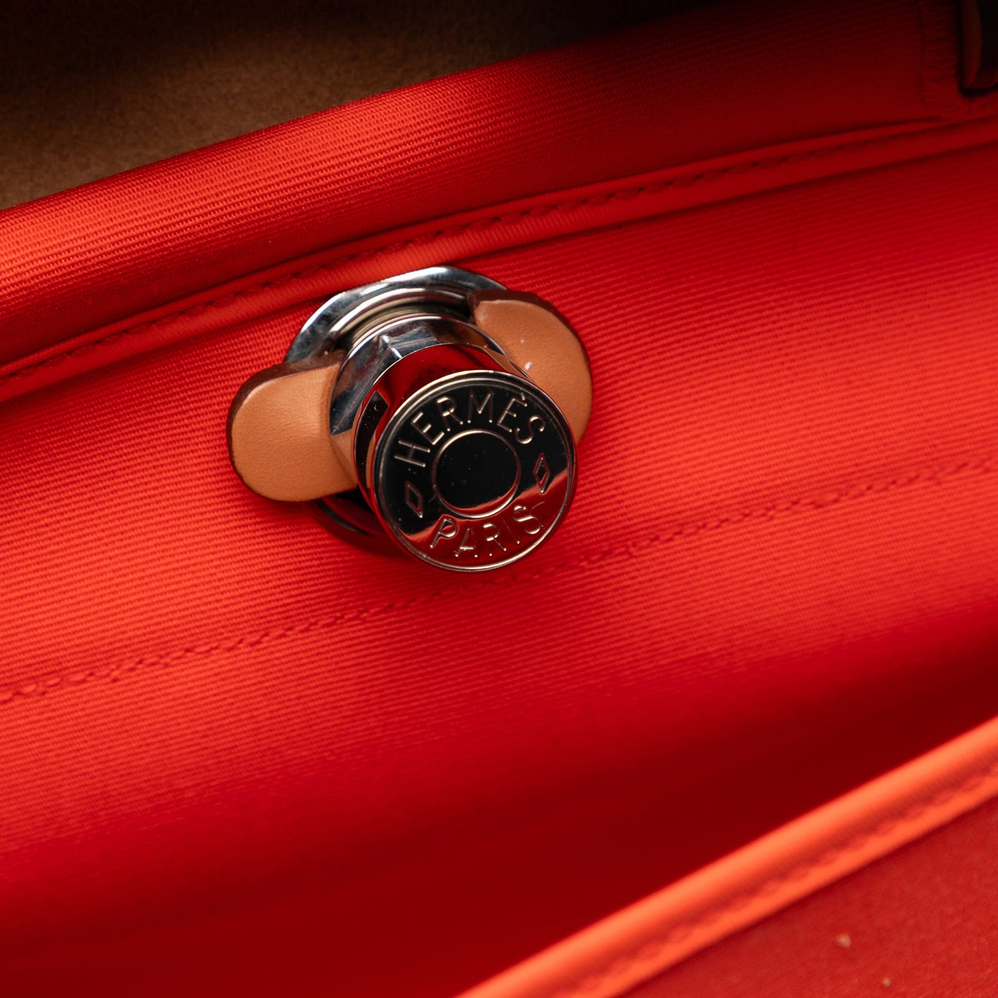 Second hand Hermes Herbag PM Canvas 1 pouch Top - Handle Handbag Orange - Tabita Bags