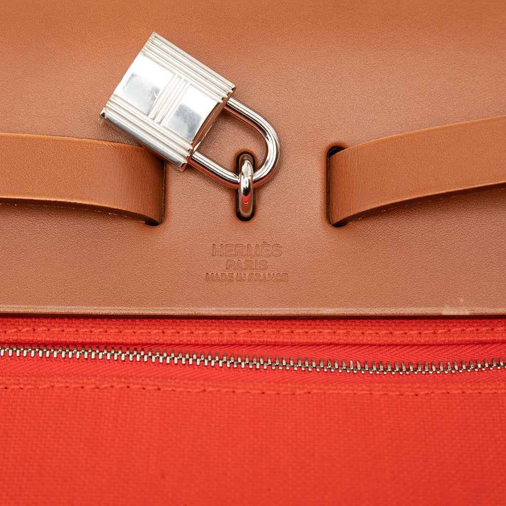 Second hand Hermes Herbag PM Canvas 1 pouch Top - handle Handbag Orange - Tabita Bags