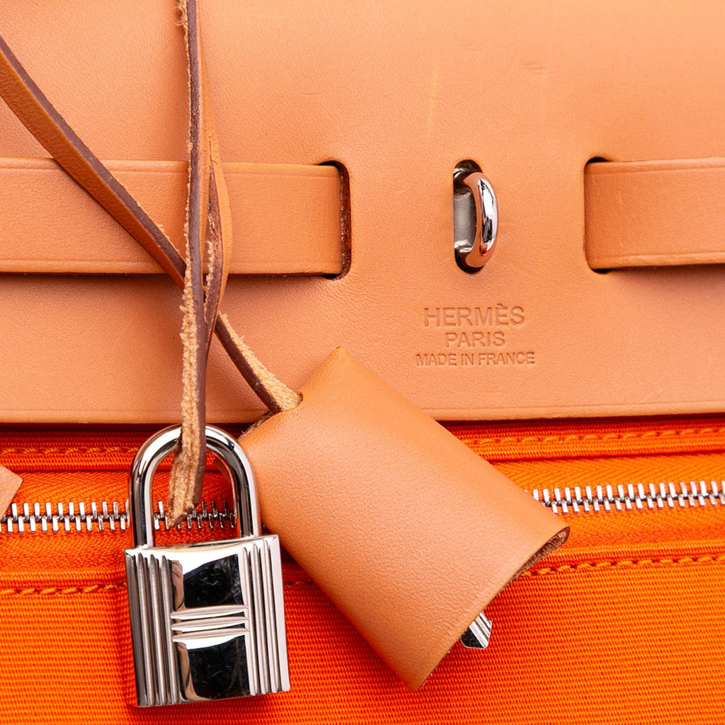 Second hand Hermes Herbag PM Canvas 1 Pouch Top - handle Handbag Orange - Tabita Bags