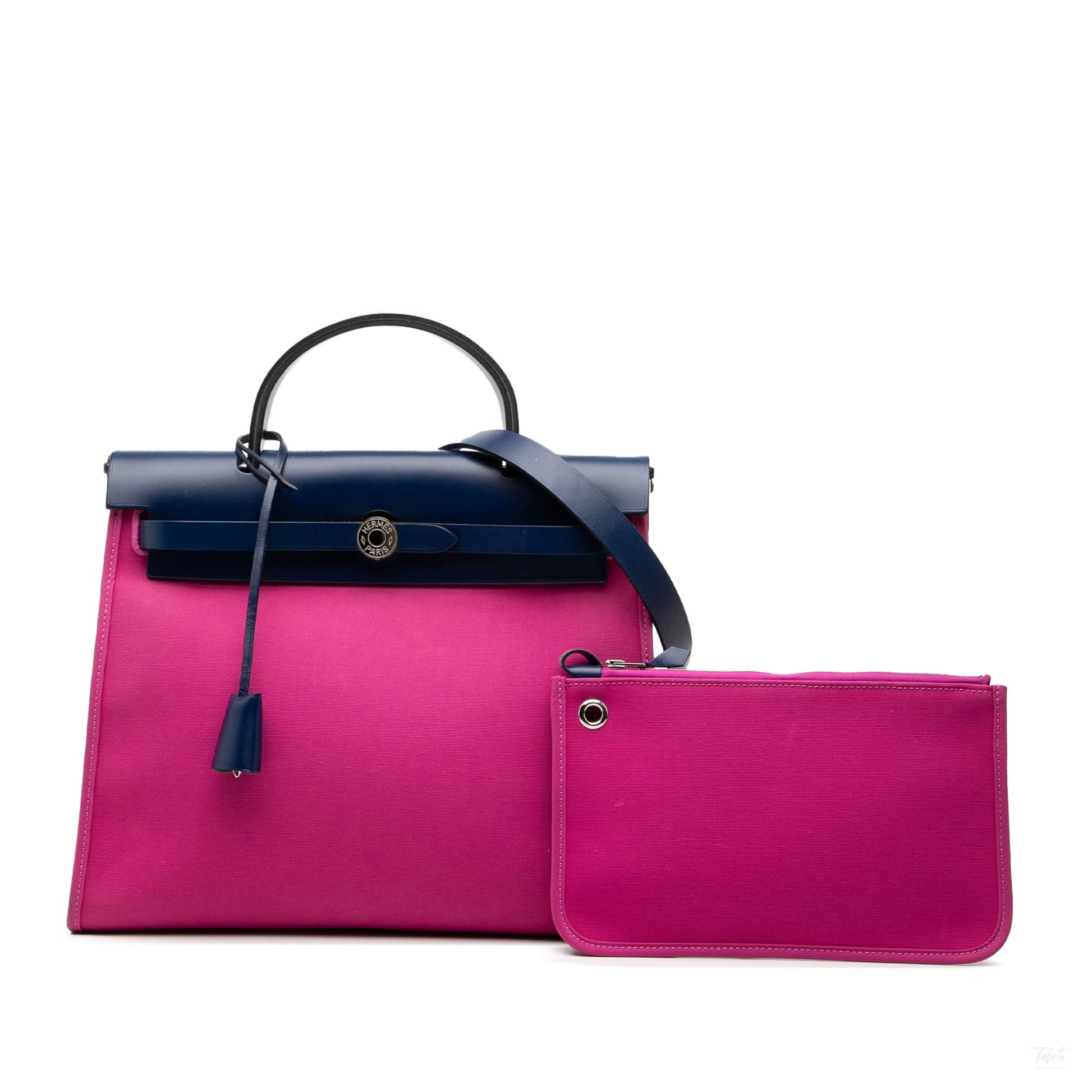 Second hand Hermes Herbag PM Canvas 1 pouch Top - handle Handbag Pink - Tabita Bags