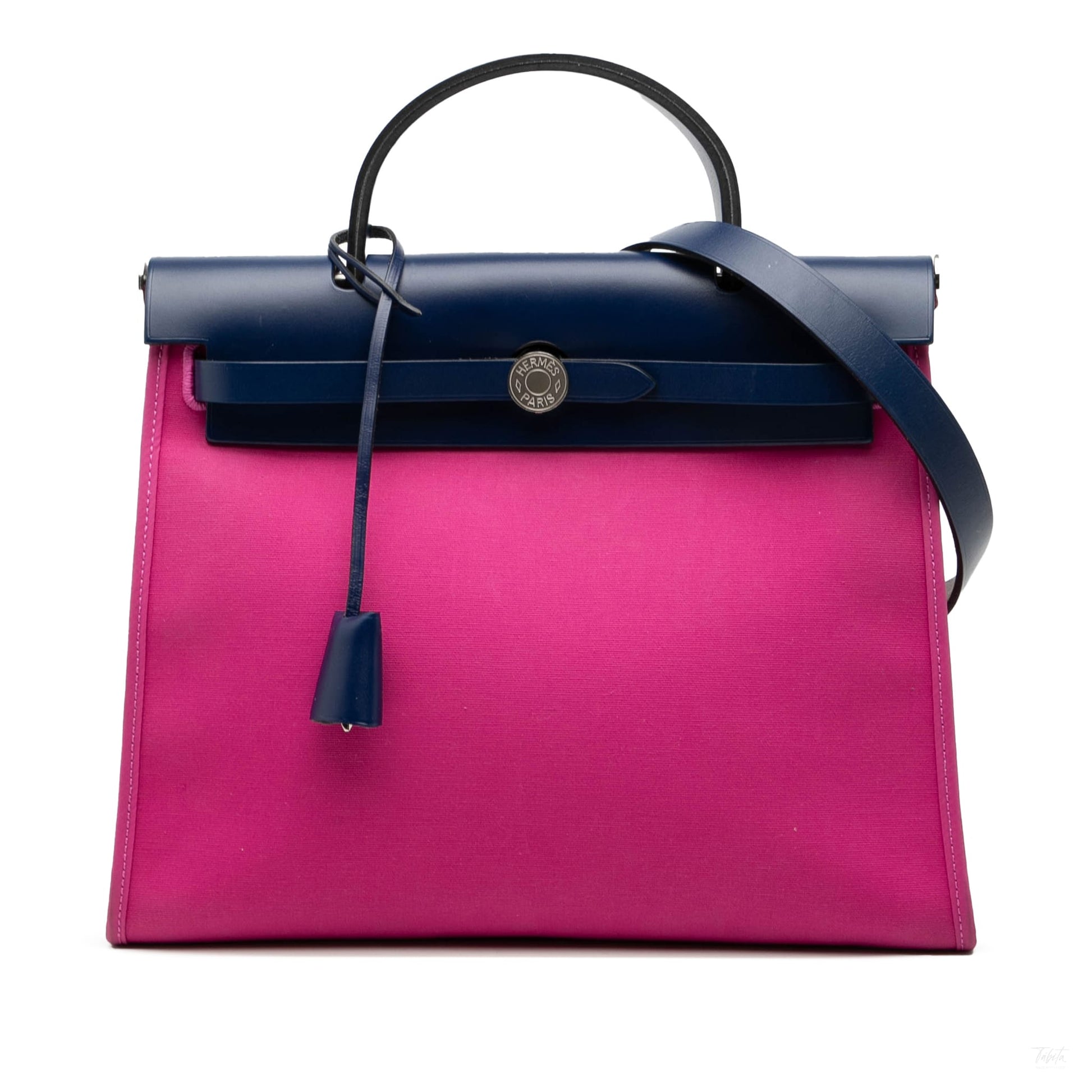 Second hand Hermes Herbag PM Canvas 1 pouch Top - handle Handbag Pink - Tabita Bags