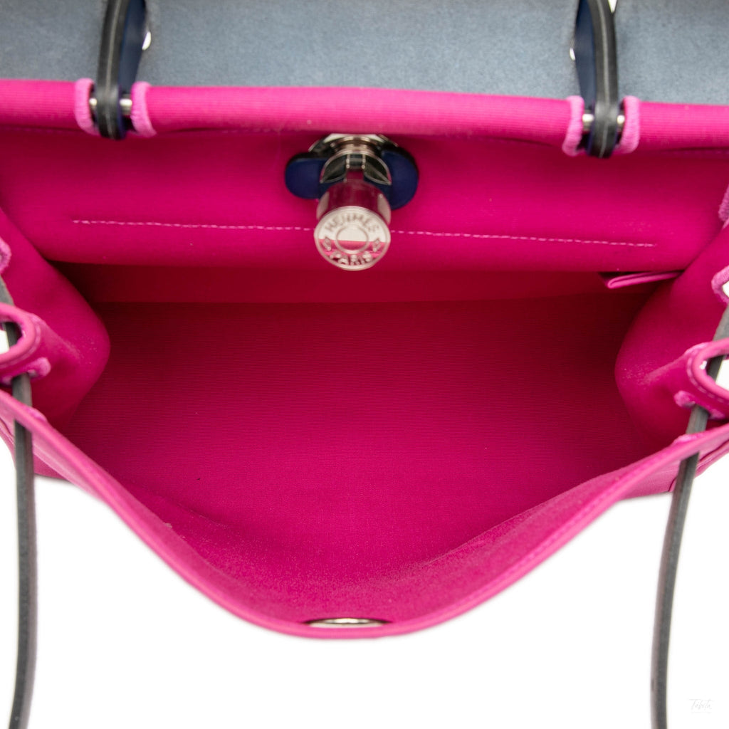 Second hand Hermes Herbag PM Canvas 1 pouch Top - handle Handbag Pink - Tabita Bags