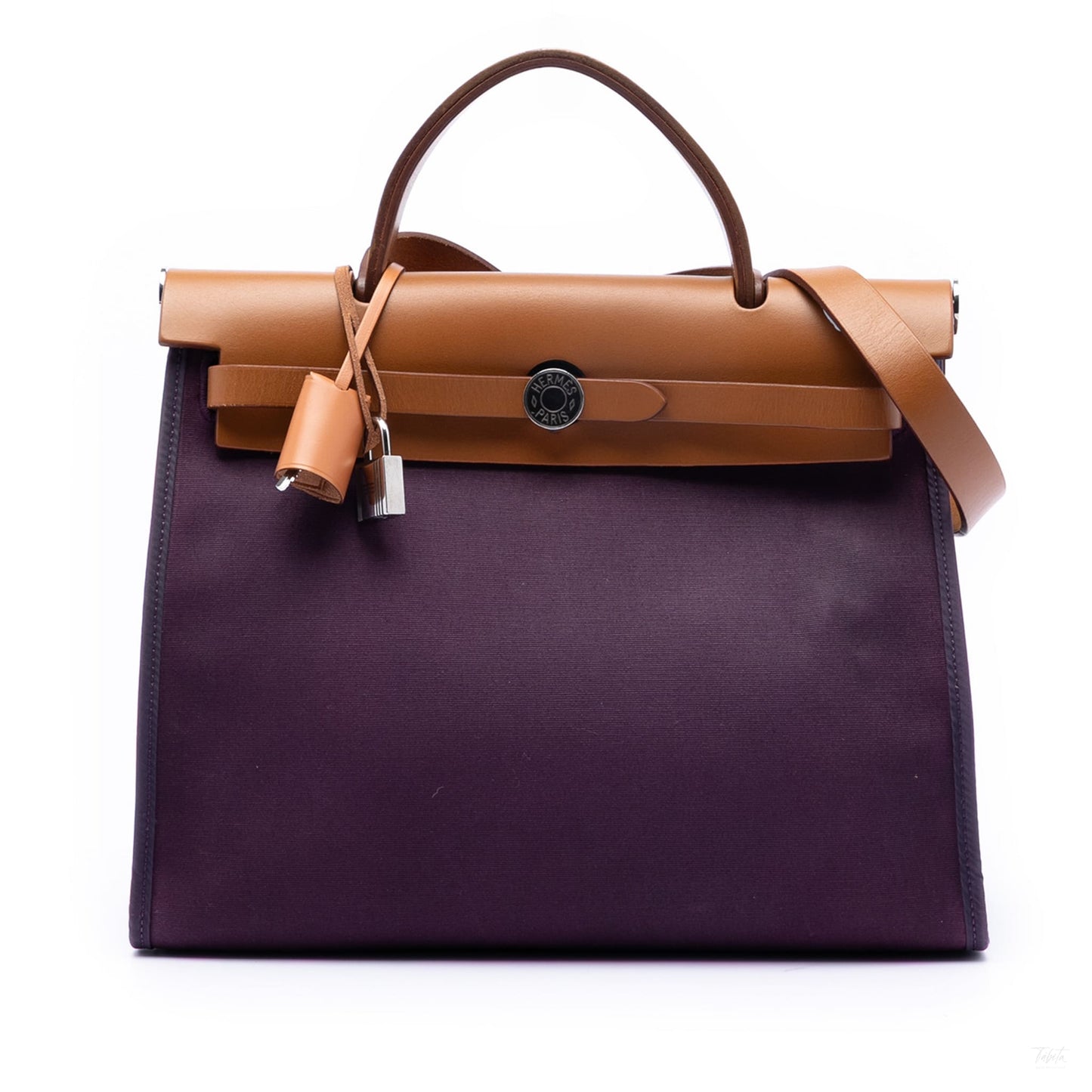 Second hand Hermes Herbag PM Canvas 1 Pouch Top - Handle Handbag Purple - Tabita Bags
