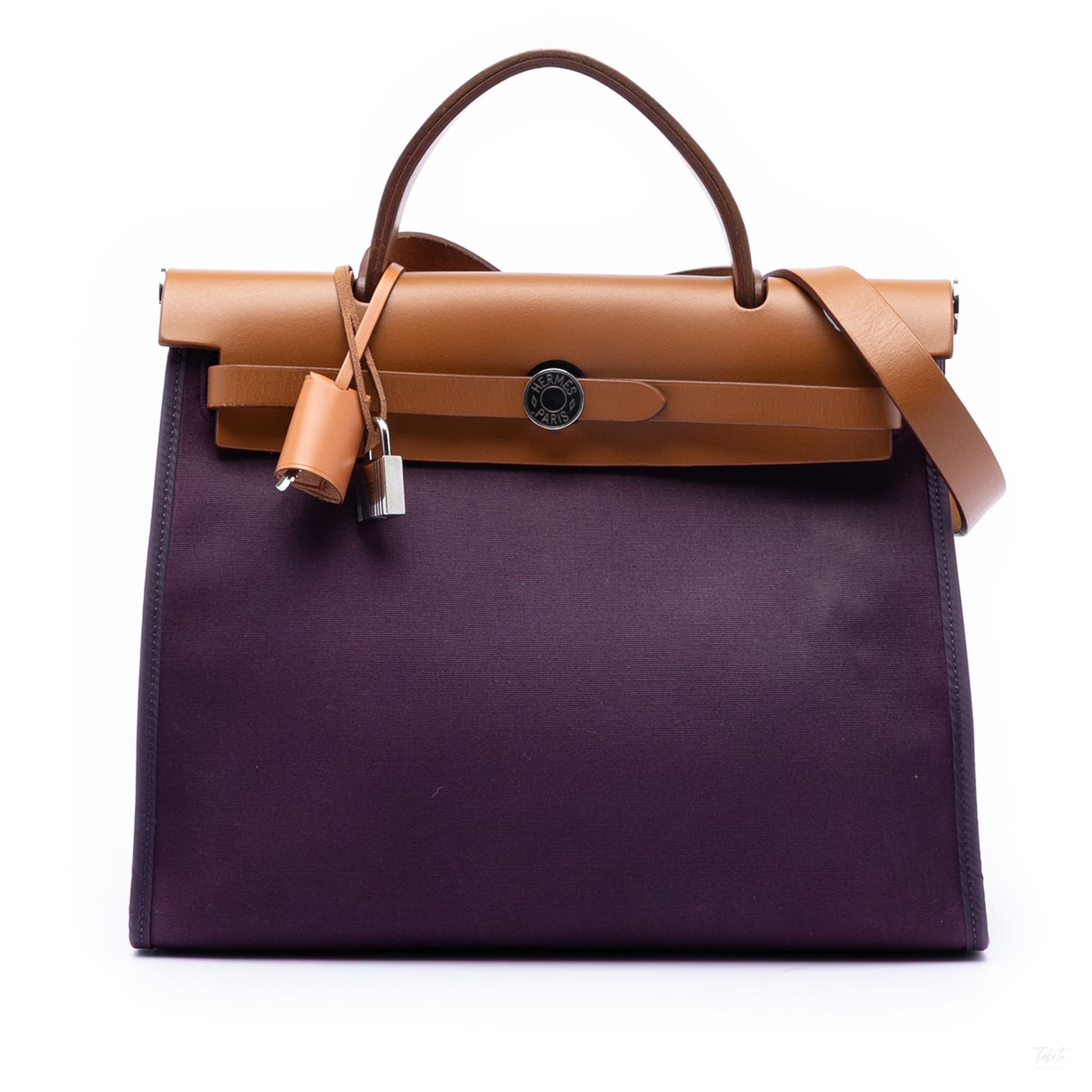 Second hand Hermes Herbag PM Canvas 1 Pouch Top - Handle Handbag Purple - Tabita Bags