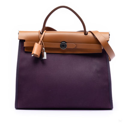 Second hand Hermes Herbag PM Canvas 1 Pouch Top - Handle Handbag Purple - Tabita Bags
