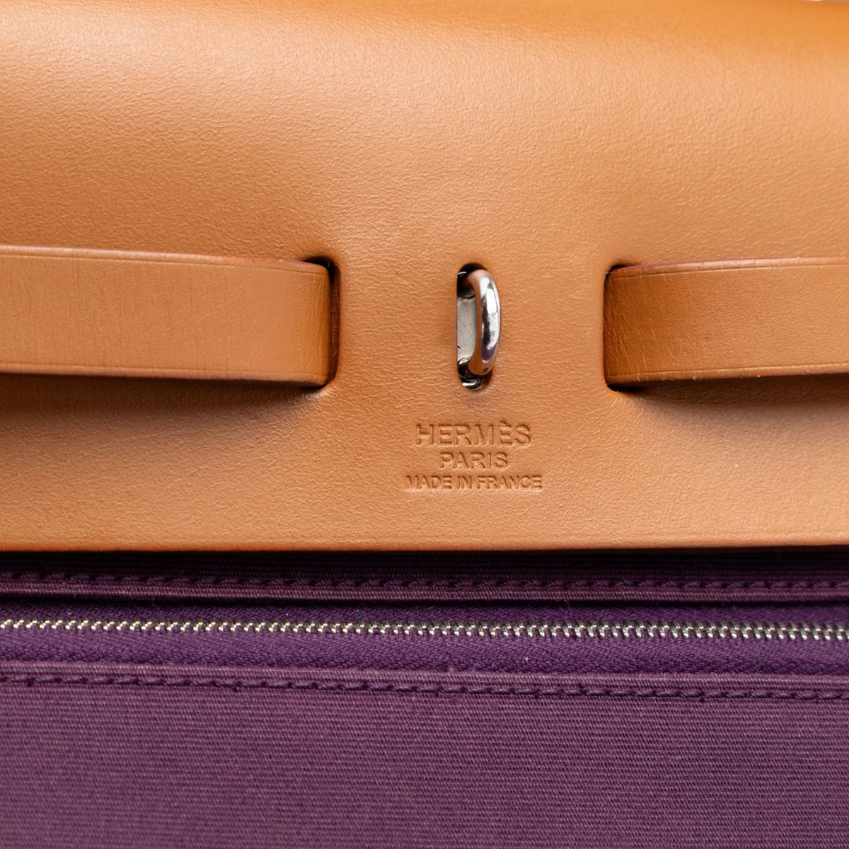 Second hand Hermes Herbag PM Canvas 1 Pouch Top - Handle Handbag Purple - Tabita Bags