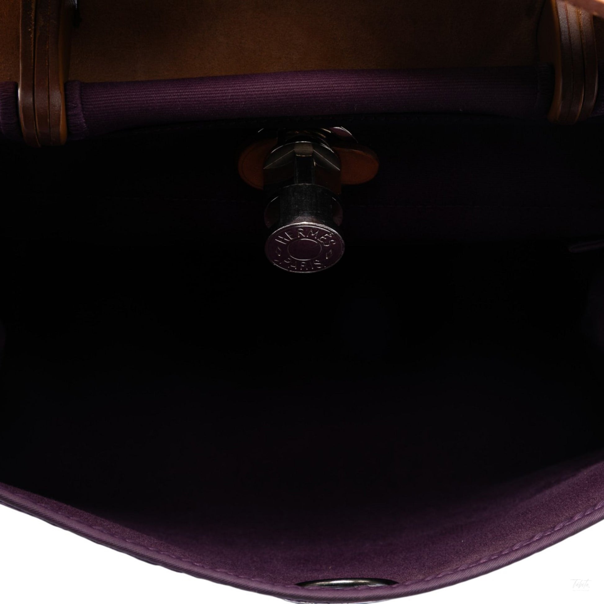 Second hand Hermes Herbag PM Canvas 1 Pouch Top - Handle Handbag Purple - Tabita Bags
