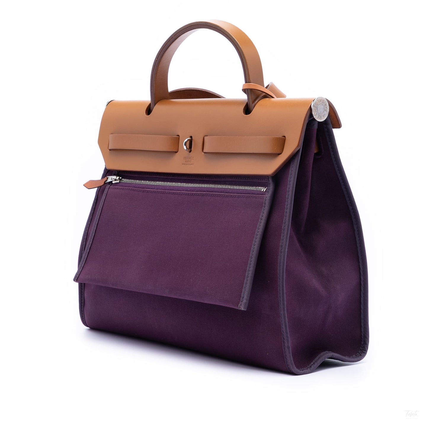 Second hand Hermes Herbag PM Canvas 1 Pouch Top - Handle Handbag Purple - Tabita Bags