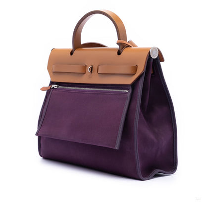 Second hand Hermes Herbag PM Canvas 1 Pouch Top - Handle Handbag Purple - Tabita Bags