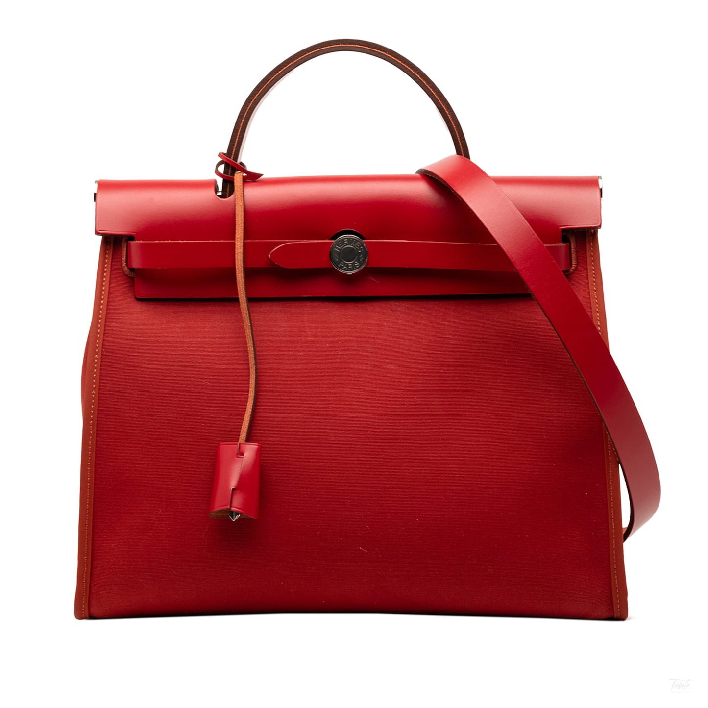 Second hand Hermes Herbag PM Canvas 1 pouch Top - handle Handbag Red - Tabita Bags