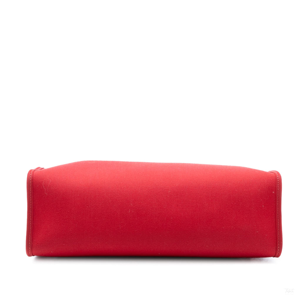 Second hand Hermes Herbag PM Canvas 1 pouch Top - Handle Handbag Red - Tabita Bags