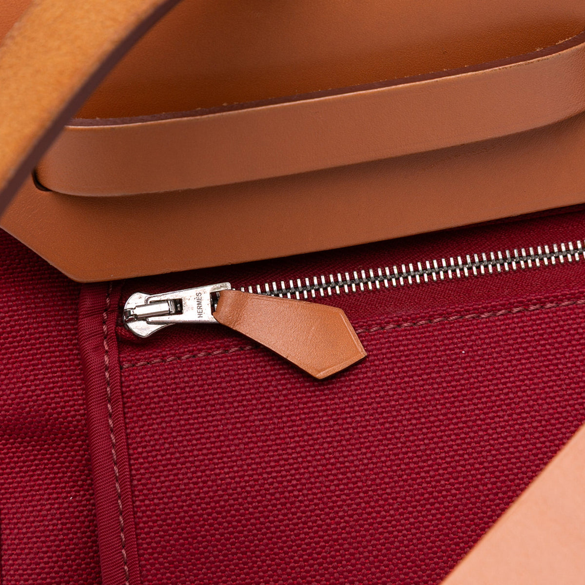 Second hand Hermes Herbag PM Canvas 1 Pouch Top - handle Handbag Red - Tabita Bags
