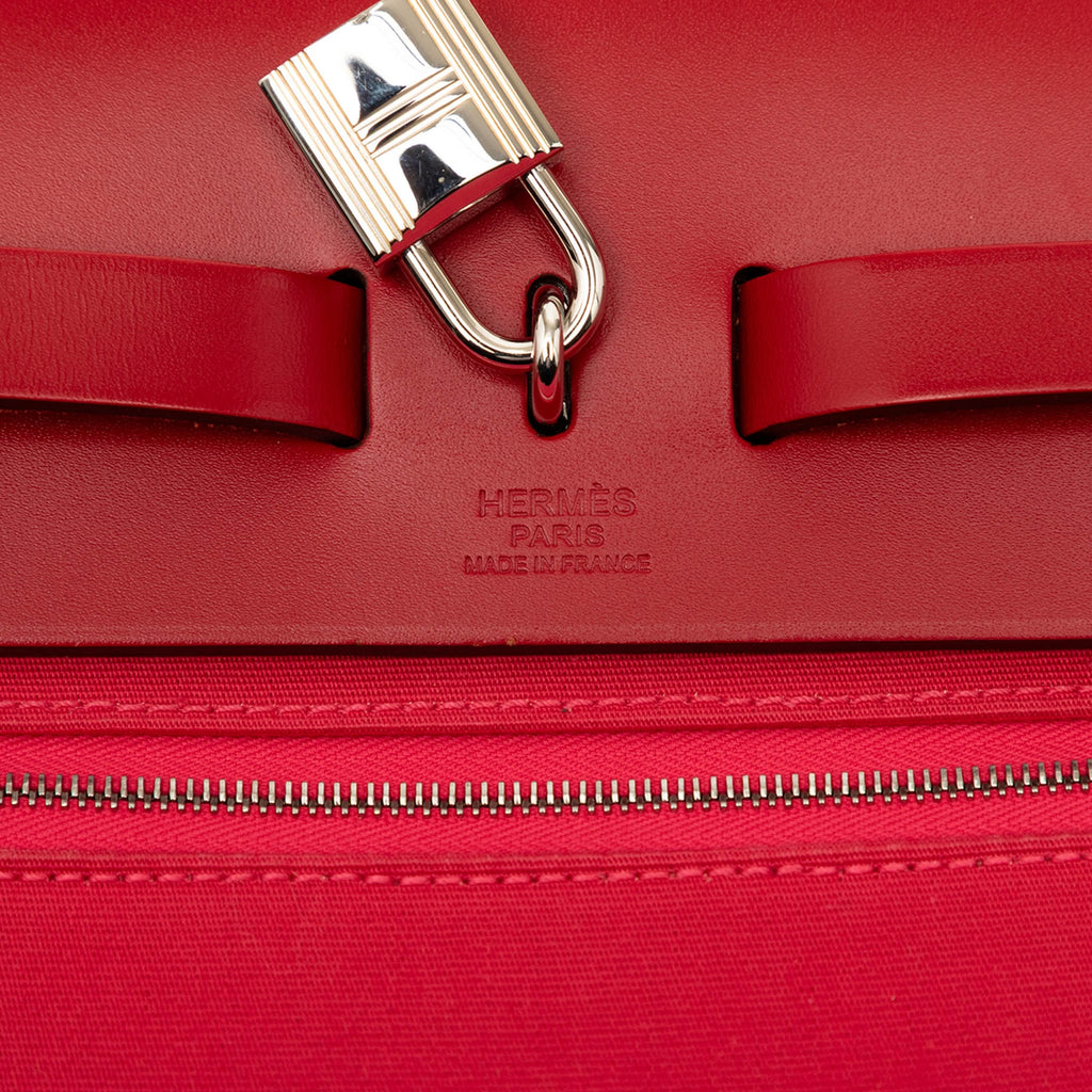 Second hand Hermes Herbag PM Canvas 1 pouch Top - handle Handbag Red - Tabita Bags