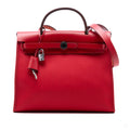 Second hand Hermes Herbag PM Canvas 1 pouch Top - Handle Handbag Red - Tabita Bags