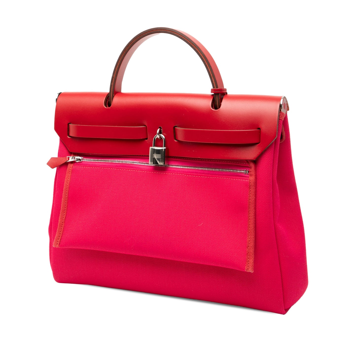 Second hand Hermes Herbag PM Canvas 1 pouch Top - Handle Handbag Rose Extreme - Tabita Bags