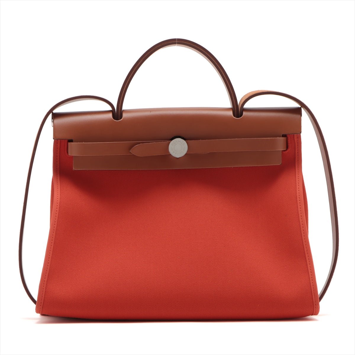 Second hand Hermes Herbag PM Canvas 2 - Ways Top - handle Bag 1 pouch Orange - Tabita Bags