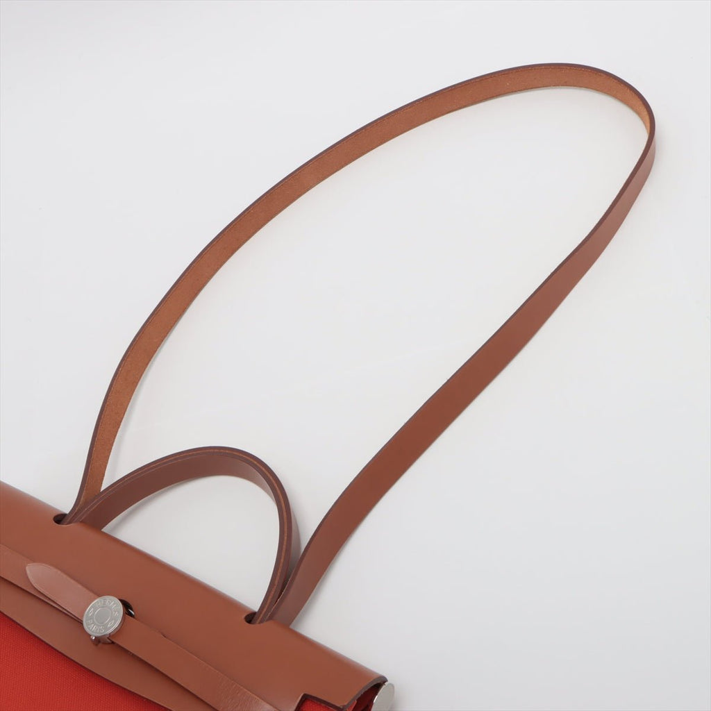Second hand Hermes Herbag PM Canvas 2 - Ways Top - handle Bag 1 pouch Orange - Tabita Bags