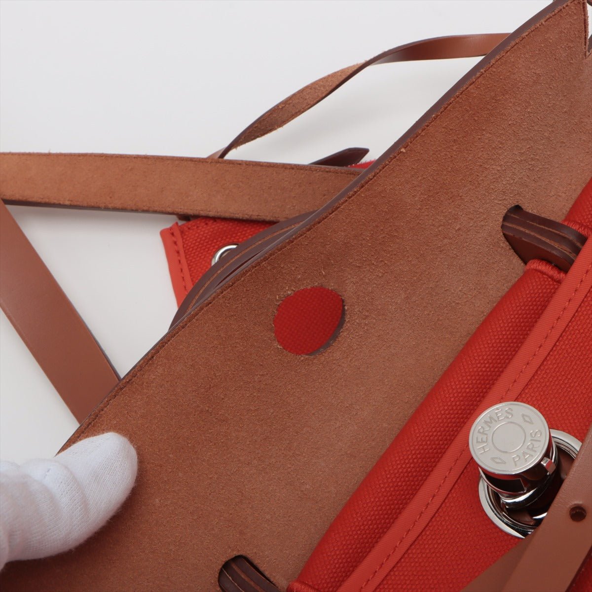 Second hand Hermes Herbag PM Canvas 2 - Ways Top - handle Bag 1 pouch Orange - Tabita Bags